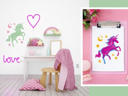 Unicorn Stencil 10 х 10 inch - Reusable Stencils for Painting and Crafts Unicorn Stencil for Painting on Wood, Canvas, Paper, Fabric, Walls and Furniture in Saudi Arabia