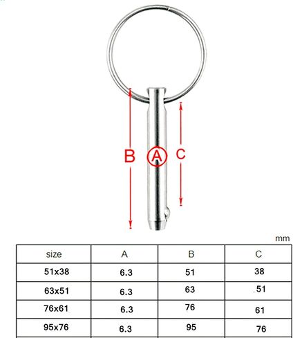 2/4 Pack Stainless Steel 316 Quick Release Pin with Lanyard, Diameter：1/4inch Bimini Top Pin Marine Hardware and Free Screws (Pin Length :51mm, 4) in Saudi Arabia