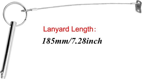 2/4 Pack Stainless Steel 316 Quick Release Pin with Lanyard, Diameter：1/4inch Bimini Top Pin Marine Hardware and Free Screws (Pin Length :51mm, 4) in Saudi Arabia