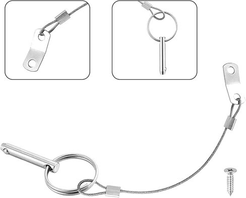 2/4 Pack Stainless Steel 316 Quick Release Pin with Lanyard, Diameter：1/4inch Bimini Top Pin Marine Hardware and Free Screws (Pin Length :51mm, 4) in Saudi Arabia