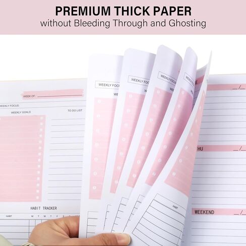 Weekly Planner with Habit Tracker Undated 52 Weeks To Do List Notebook Spiral Weekly Planner Notebook for Weekly Goals Priorities Work Planner, 5.8" x 8" Pink in Saudi Arabia