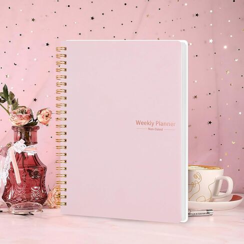 Weekly Planner with Habit Tracker Undated 52 Weeks To Do List Notebook Spiral Weekly Planner Notebook for Weekly Goals Priorities Work Planner, 5.8" x 8" Pink in Saudi Arabia