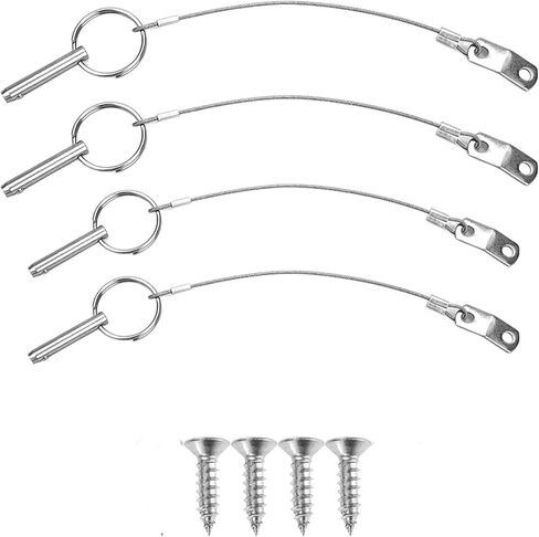 2/4 Pack Stainless Steel 316 Quick Release Pin with Lanyard, Diameter：1/4inch Bimini Top Pin Marine Hardware and Free Screws (Pin Length :51mm, 4) in Saudi Arabia