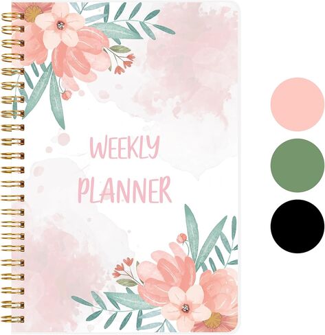 Weekly Planner with Habit Tracker Undated 52 Weeks To Do List Notebook Spiral Weekly Planner Notebook for Weekly Goals Priorities Work Planner, 5.8" x 8" Pink in Saudi Arabia
