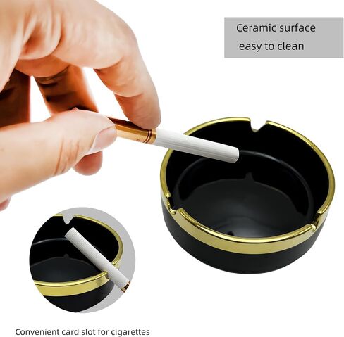 Ceramic ashtray, creative design gold depicted small household smoke extinguishing tray for home, office, coffee table, coffee bar, car in Saudi Arabia
