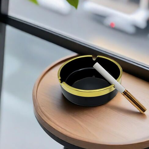 Ceramic ashtray, creative design gold depicted small household smoke extinguishing tray for home, office, coffee table, coffee bar, car in Saudi Arabia