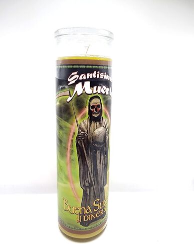شمعة صفراء للموت المقدس 7 أيام -veladoras para la Santa Muerte, Santa Muerte Veladora-Santisima Muerte-7 شمعة يومية- شمعة تعبدية- شمعة صفراء- حظًا سعيدًا وازدهارًا ماليًا in Saudi Arabia