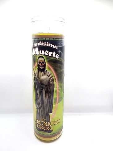 شمعة صفراء للموت المقدس 7 أيام -veladoras para la Santa Muerte, Santa Muerte Veladora-Santisima Muerte-7 شمعة يومية- شمعة تعبدية- شمعة صفراء- حظًا سعيدًا وازدهارًا ماليًا in Saudi Arabia