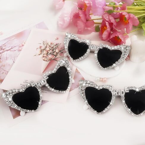 نظارات شمسية للعروس للعزوبية - نظارة شمسية على شكل قلب من حجر الراين للعروس لتكون نظارة شمسية لحفلات العزوبية وإكسسوارات هدايا الحفلات in Kuwait