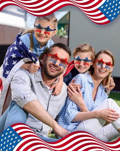 12 Pairs Red White and Blue Star Glasses 4th of July Rimless Sunglasses Pentagram Sunglasses for Independence Day in Saudi Arabia