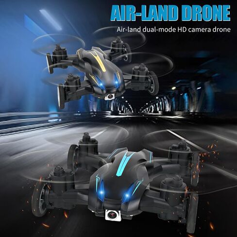 GoolRC Mini Drone for Kids, Drone with Camera for Adults, 4K HD 2 in 1 RC Quadcopter with Land and Fly Mode, LED Lights, Auto Hovering, 3D Flips, Headless Mode, APP Control, Speed Adjustment (Yellow) in Kuwait