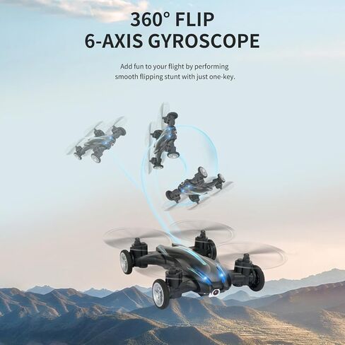 GoolRC Mini Drone for Kids, Drone with Camera for Adults, 4K HD 2 in 1 RC Quadcopter with Land and Fly Mode, LED Lights, Auto Hovering, 3D Flips, Headless Mode, APP Control, Speed Adjustment (Yellow) in Kuwait