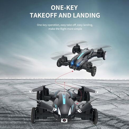 GoolRC Mini Drone for Kids, Drone with Camera for Adults, 4K HD 2 in 1 RC Quadcopter with Land and Fly Mode, LED Lights, Auto Hovering, 3D Flips, Headless Mode, APP Control, Speed Adjustment (Yellow) in Kuwait