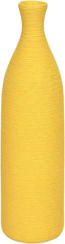 Cute Slender Narrow Neck Ceramic Flower Vase, Skinny Bud Vases for Living Room, Kitchen, Bathroom, Desk and Shelf Decor, Unique Vases for Table Centerpieces Decorations (Yellow Brushed) in Saudi Arabia