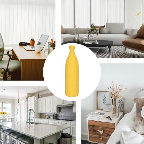 Cute Slender Narrow Neck Ceramic Flower Vase, Skinny Bud Vases for Living Room, Kitchen, Bathroom, Desk and Shelf Decor, Unique Vases for Table Centerpieces Decorations (Yellow Brushed) in Saudi Arabia