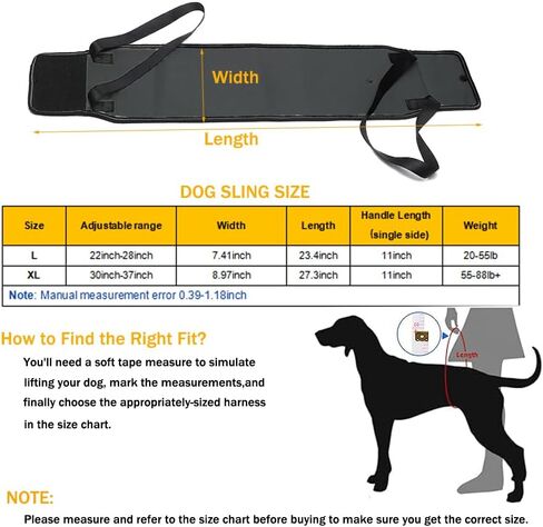 Dog Lift Harness,Dog Sling for Large Dogs hind Leg Support,Adjustable Reflective Dog Lifting Vest,Dog Rehab Harness for Helps Senior Injured Dogs (Black, Large) in Kuwait
