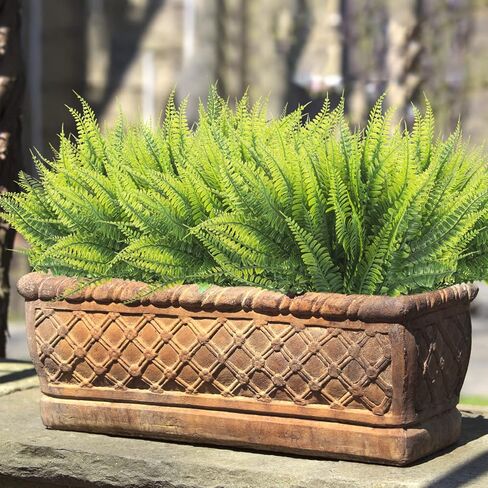 نباتات صناعية، 12 حزمة وهمية من نباتات السرخس بوسطن الخضراء المقاومة للأشعة فوق البنفسجية في الهواء الطلق وزهور بلاستيكية داخلية وخارجية معلقة لديكور المنزل والحديقة in Kuwait