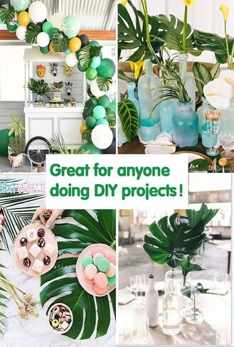 66 Pieces 6 Kinds Artificial Palm Leaves with Faux Monstera Leaves Stems Tropical Plant Simulation Safari Leaves for Hawaiian Luau Jungle Beach Theme Party Table Leave Decorations in Kuwait