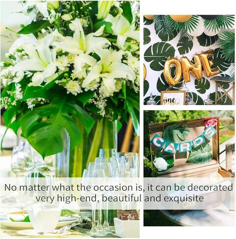 66 Pieces 6 Kinds Artificial Palm Leaves with Faux Monstera Leaves Stems Tropical Plant Simulation Safari Leaves for Hawaiian Luau Jungle Beach Theme Party Table Leave Decorations in Kuwait