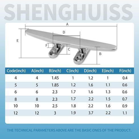 SHENGHUISS Boat Cleat 316 Stainless Steel Open Base Boat Dock Cleats Flat Top Mooring Cleat for Boat, Deck, Dock, Hook (4"/5"/6"/8"/10") in Saudi Arabia