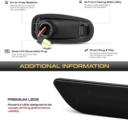 VIPMOTOZ Amber LED Strip Side Indicator Light Front Fender Turn Signal Lamp For Mercedes-Benz CLK W208 C208 SLK R170 Compatible with Dodge Sprinter, Smoked Lens, 2-Piece Driver & Passenger Side in Saudi Arabia