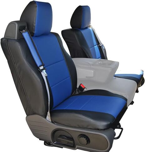 Iggee for 2004-2008 Ford F-150 نوع حزام الأمان المدمج من الجلد الاصطناعي مناسب تمامًا وغطاءين للمقعد الأمامي (أسود/فحمي) in Kuwait