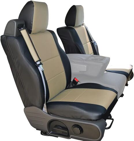 Iggee for 2004-2008 Ford F-150 نوع حزام الأمان المدمج من الجلد الاصطناعي مناسب تمامًا وغطاءين للمقعد الأمامي (أسود/فحمي) in Kuwait