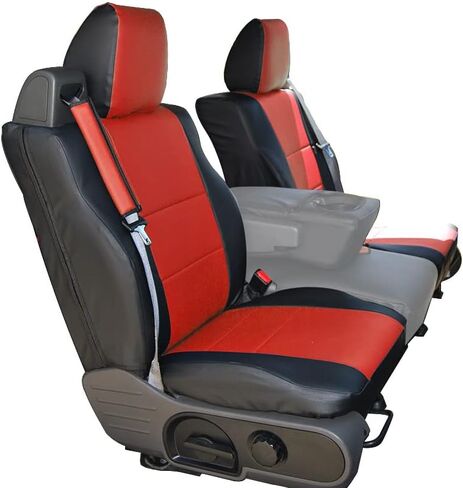 Iggee for 2004-2008 Ford F-150 نوع حزام الأمان المدمج من الجلد الاصطناعي مناسب تمامًا وغطاءين للمقعد الأمامي (أسود/فحمي) in Kuwait