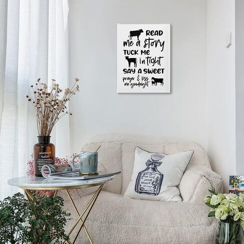 PHAMTE Cow Nursery Decor, Cow Wall Decor- Read Me a Story Tuck Me In Tight, Farm Nursery Decor, Farm Animal Cow Poster Print Framed Canvas Painting For Kids Bedroom Nursery Home Decor(11x14 Inch) in Saudi Arabia