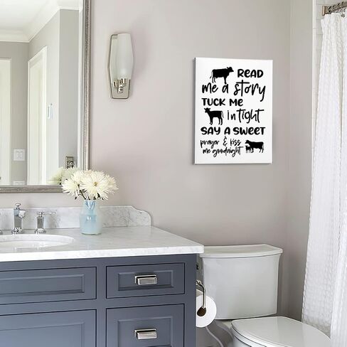 PHAMTE Cow Nursery Decor, Cow Wall Decor- Read Me a Story Tuck Me In Tight, Farm Nursery Decor, Farm Animal Cow Poster Print Framed Canvas Painting For Kids Bedroom Nursery Home Decor(11x14 Inch) in Saudi Arabia
