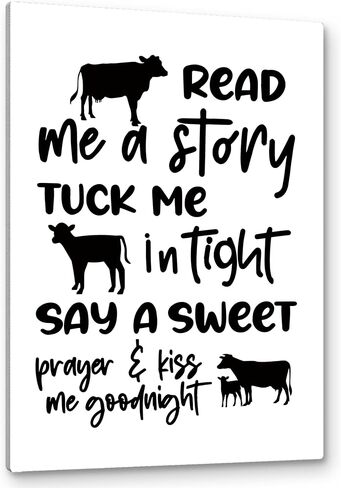 PHAMTE Cow Nursery Decor, Cow Wall Decor- Read Me a Story Tuck Me In Tight, Farm Nursery Decor, Farm Animal Cow Poster Print Framed Canvas Painting For Kids Bedroom Nursery Home Decor(11x14 Inch) in Saudi Arabia