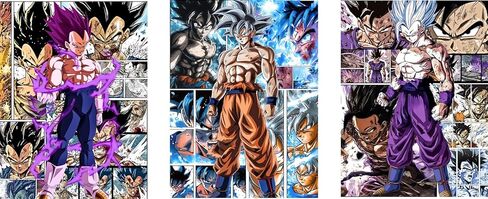 SneakPeek Arts Dragon Ball Anime Ultra Instinct Goku, Ultra Ego Vegeta, Beast Gohan Posters Wall art Prints Set of Three Home and Room Decor Artwork Unframed, 12inch x 16 inch (30cm x 40 cm) (Dragon in Saudi Arabia