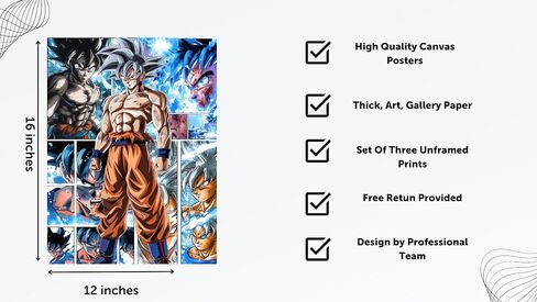 SneakPeek Arts Dragon Ball Anime Ultra Instinct Goku, Ultra Ego Vegeta, Beast Gohan Posters Wall art Prints Set of Three Home and Room Decor Artwork Unframed, 12inch x 16 inch (30cm x 40 cm) (Dragon in Saudi Arabia