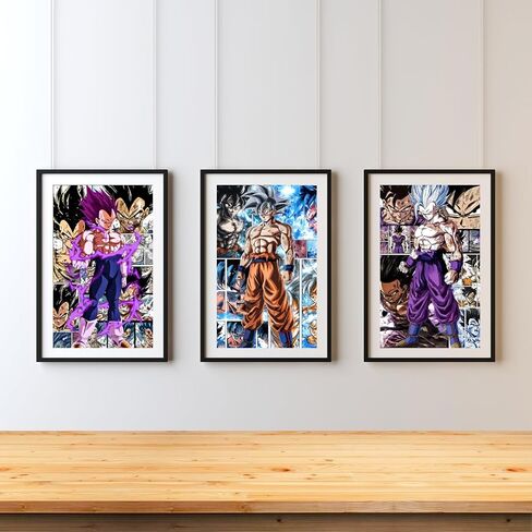 SneakPeek Arts Dragon Ball Anime Ultra Instinct Goku, Ultra Ego Vegeta, Beast Gohan Posters Wall art Prints Set of Three Home and Room Decor Artwork Unframed, 12inch x 16 inch (30cm x 40 cm) (Dragon in Saudi Arabia