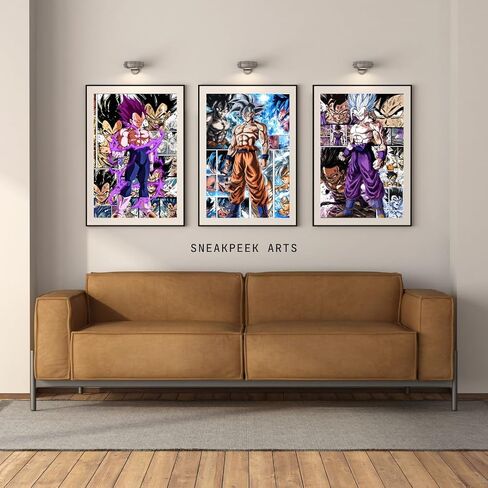 SneakPeek Arts Dragon Ball Anime Ultra Instinct Goku, Ultra Ego Vegeta, Beast Gohan Posters Wall art Prints Set of Three Home and Room Decor Artwork Unframed, 12inch x 16 inch (30cm x 40 cm) (Dragon in Saudi Arabia