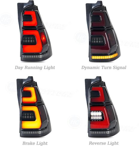 أضواء خلفية LED HCmotion لسيارة Toyota 4Runner 4th GEN 2003-2009، مجموعة مصابيح الذيل مع الرسوم المتحركة لبدء التشغيل، LED كامل مع إشارة انعطاف تسلسلية in Kuwait
