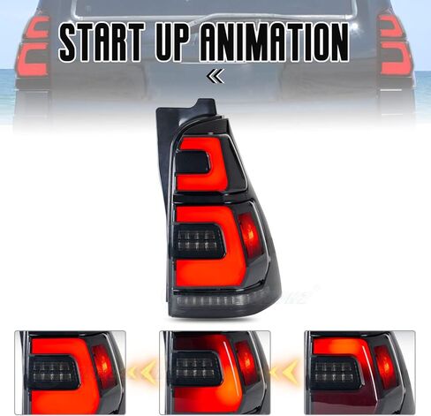 أضواء خلفية LED HCmotion لسيارة Toyota 4Runner 4th GEN 2003-2009، مجموعة مصابيح الذيل مع الرسوم المتحركة لبدء التشغيل، LED كامل مع إشارة انعطاف تسلسلية in Kuwait