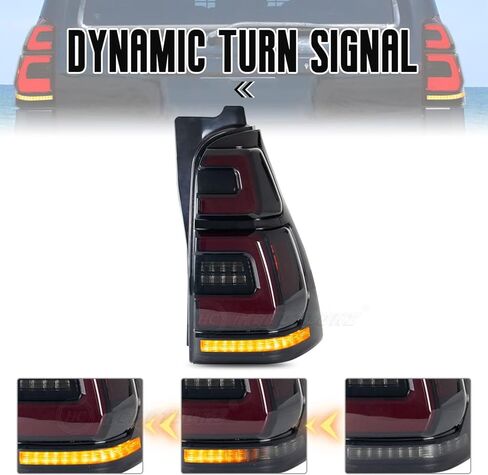 أضواء خلفية LED HCmotion لسيارة Toyota 4Runner 4th GEN 2003-2009، مجموعة مصابيح الذيل مع الرسوم المتحركة لبدء التشغيل، LED كامل مع إشارة انعطاف تسلسلية in Kuwait