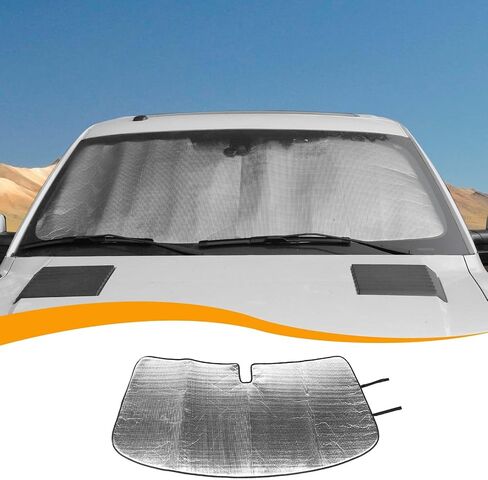 Hoolcar Windshield Sunshade Ultra Reflective Fabric Foldable Car Sun Visor Blocking UV Rays, Sun Heat Sun Shield Custom-fit Fit for Ford F150 2009-2014, American Flag in Saudi Arabia