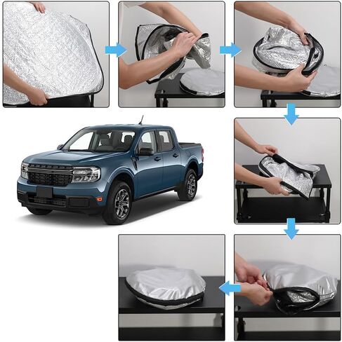 مظلة الشمس للزجاج الأمامي من D-Lumina متوافقة مع 2022 2023 2024 Ford Maverick (Hybrid, XL, XLT, Lariat) - واقي شمسي للنافذة الأمامية قابل للطي in Saudi Arabia