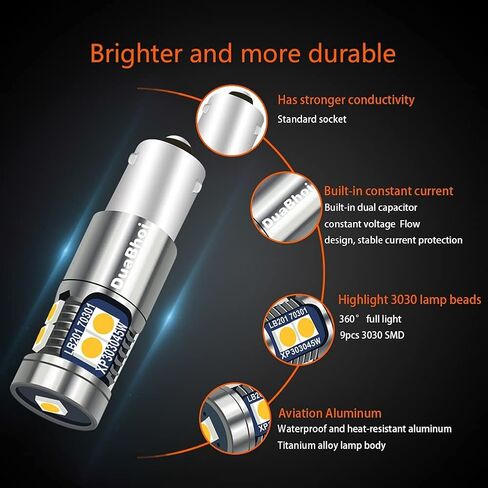 DuaBhoi H21W LED Bulb CANBUS Error Free BAY9S LED Bulb 64136 3030SMD Extremely Bright 500LM DC12V Rear Fog Reading Dome Reverse Decrement Indicator Car Door Light White 6000K 2PCS in Saudi Arabia
