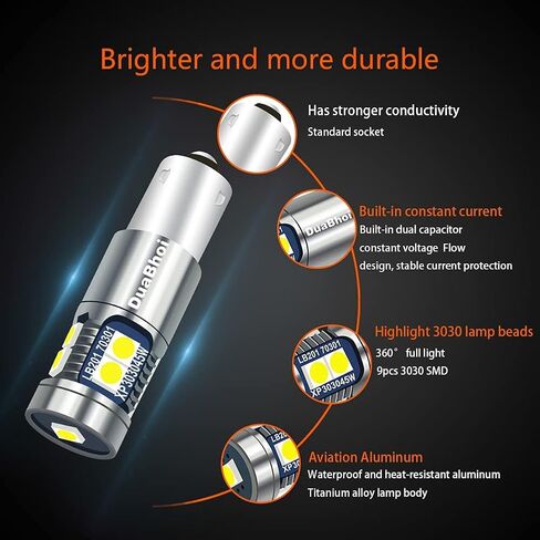 DuaBhoi H21W LED Bulb CANBUS Error Free BAY9S LED Bulb 64136 3030SMD Extremely Bright 500LM DC12V Rear Fog Reading Dome Reverse Decrement Indicator Car Door Light White 6000K 2PCS in Saudi Arabia