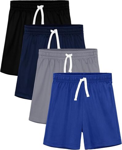 4 Pack Boys Shorts Toddler Boys Athletic Shorts with Drawstring Kids Basketball Soccer Shorts for Summer Sports in Saudi Arabia