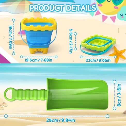 Foldable Beach Bucket Jumbol Shovel Sandbox Castle Mold Toys for Kids, Collapsible Bucket Sand Pail Spade, Garden Tool Kits Birthday Gift for Toddler, Multi-Purpose for Camping Water Dog Food Jug in Saudi Arabia