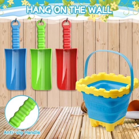 Foldable Beach Bucket Jumbol Shovel Sandbox Castle Mold Toys for Kids, Collapsible Bucket Sand Pail Spade, Garden Tool Kits Birthday Gift for Toddler, Multi-Purpose for Camping Water Dog Food Jug in Saudi Arabia