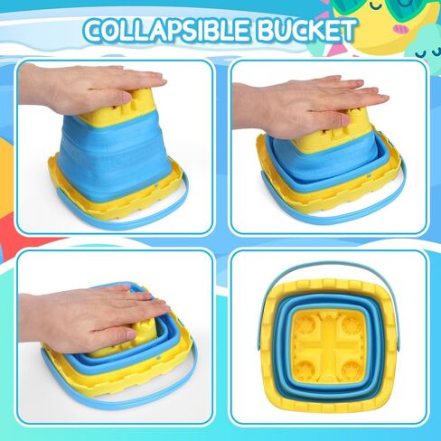 Foldable Beach Bucket Jumbol Shovel Sandbox Castle Mold Toys for Kids, Collapsible Bucket Sand Pail Spade, Garden Tool Kits Birthday Gift for Toddler, Multi-Purpose for Camping Water Dog Food Jug in Saudi Arabia