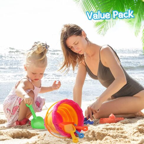 Foldable Beach Bucket Jumbol Shovel Sandbox Castle Mold Toys for Kids, Collapsible Bucket Sand Pail Spade, Garden Tool Kits Birthday Gift for Toddler, Multi-Purpose for Camping Water Dog Food Jug in Saudi Arabia