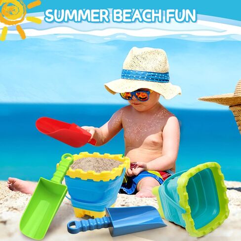 Foldable Beach Bucket Jumbol Shovel Sandbox Castle Mold Toys for Kids, Collapsible Bucket Sand Pail Spade, Garden Tool Kits Birthday Gift for Toddler, Multi-Purpose for Camping Water Dog Food Jug in Saudi Arabia