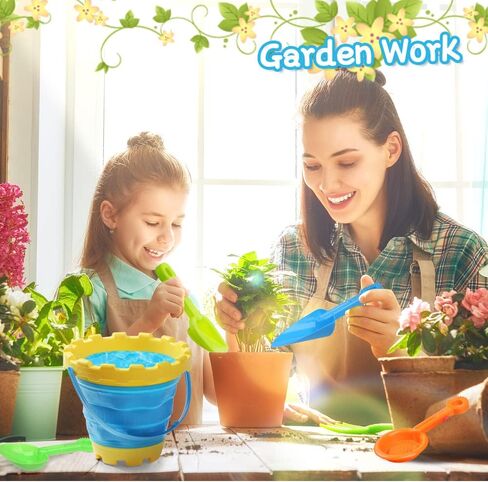 Foldable Beach Bucket Jumbol Shovel Sandbox Castle Mold Toys for Kids, Collapsible Bucket Sand Pail Spade, Garden Tool Kits Birthday Gift for Toddler, Multi-Purpose for Camping Water Dog Food Jug in Saudi Arabia