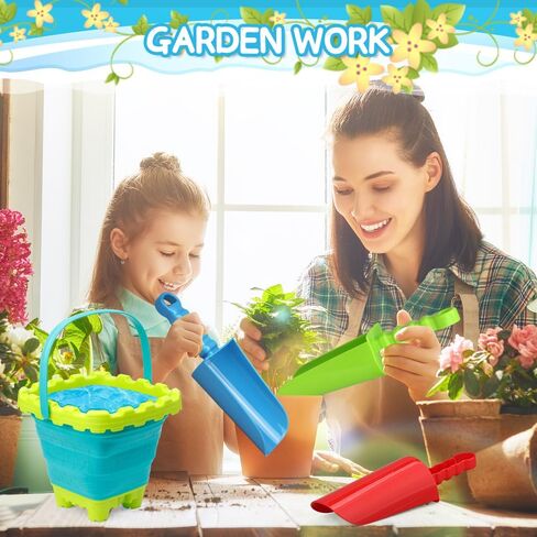 Foldable Beach Bucket Jumbol Shovel Sandbox Castle Mold Toys for Kids, Collapsible Bucket Sand Pail Spade, Garden Tool Kits Birthday Gift for Toddler, Multi-Purpose for Camping Water Dog Food Jug in Saudi Arabia